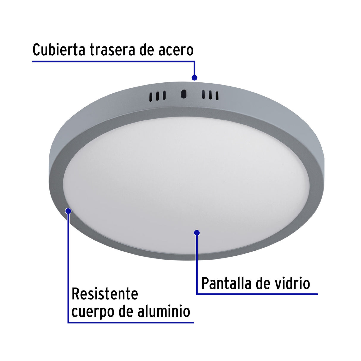 Luminario LED Plafón 24 W 6500K, Redondo, Gris, Volteck