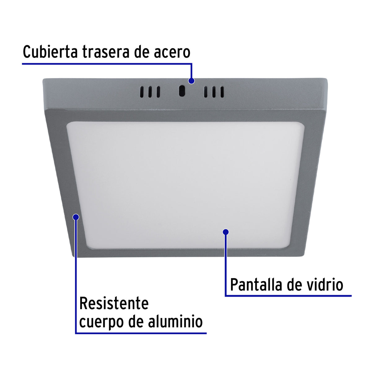 Luminario LED Plafón 18 W 6500K, Cuadrado, Gris, Volteck