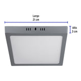Luminario LED Plafón 18 W 6500K, Cuadrado, Gris, Volteck