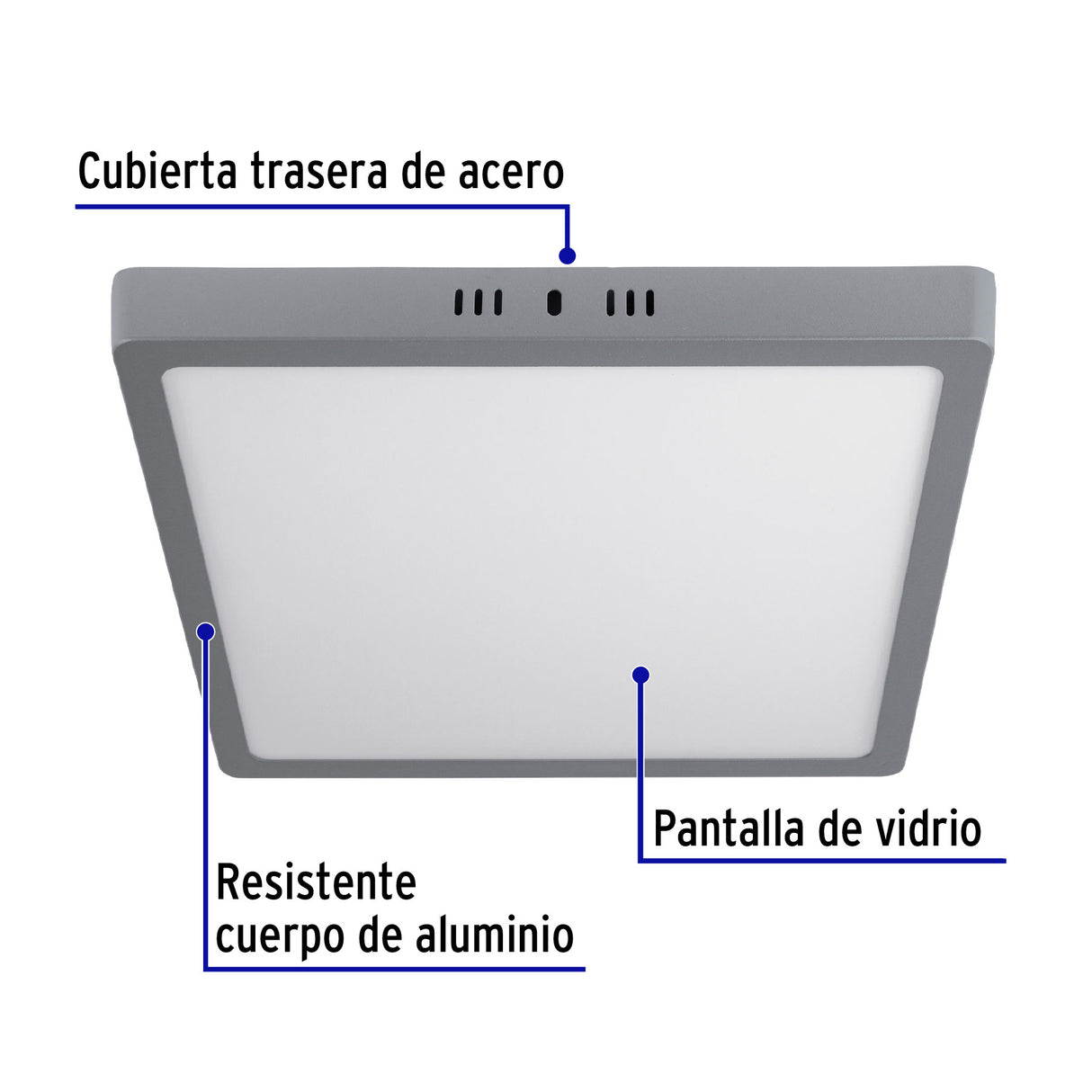 Luminario LED Plafón 24 W 6500K, Cuadrado, Gris, Volteck