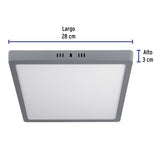 Luminario LED Plafón 24 W 6500K, Cuadrado, Gris, Volteck