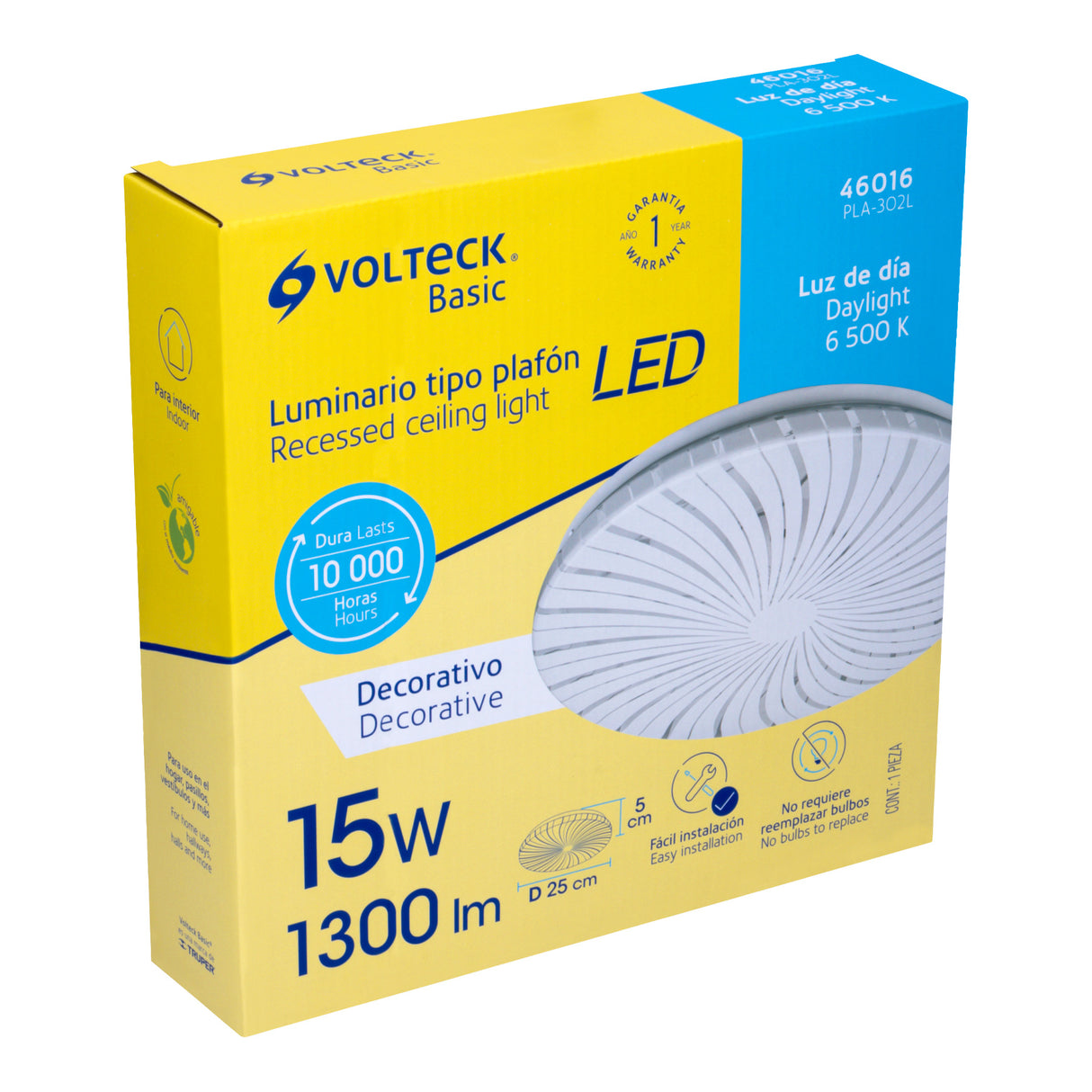 Luminario LED Plafón Decorativo 15 W 6500K, Espiral, Basic