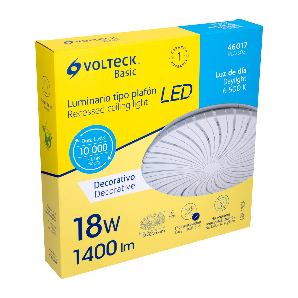 Luminario LED Plafón Decorativo 18 W 6500K, Espiral, Basic