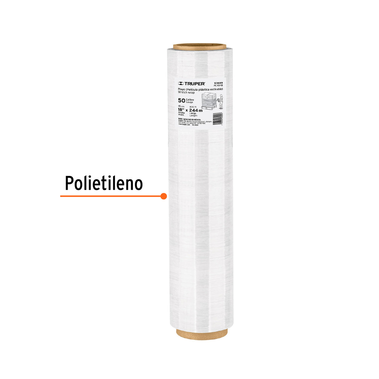 Rollo de 244M Película Plástica Transparente Playo 18' CAL50
