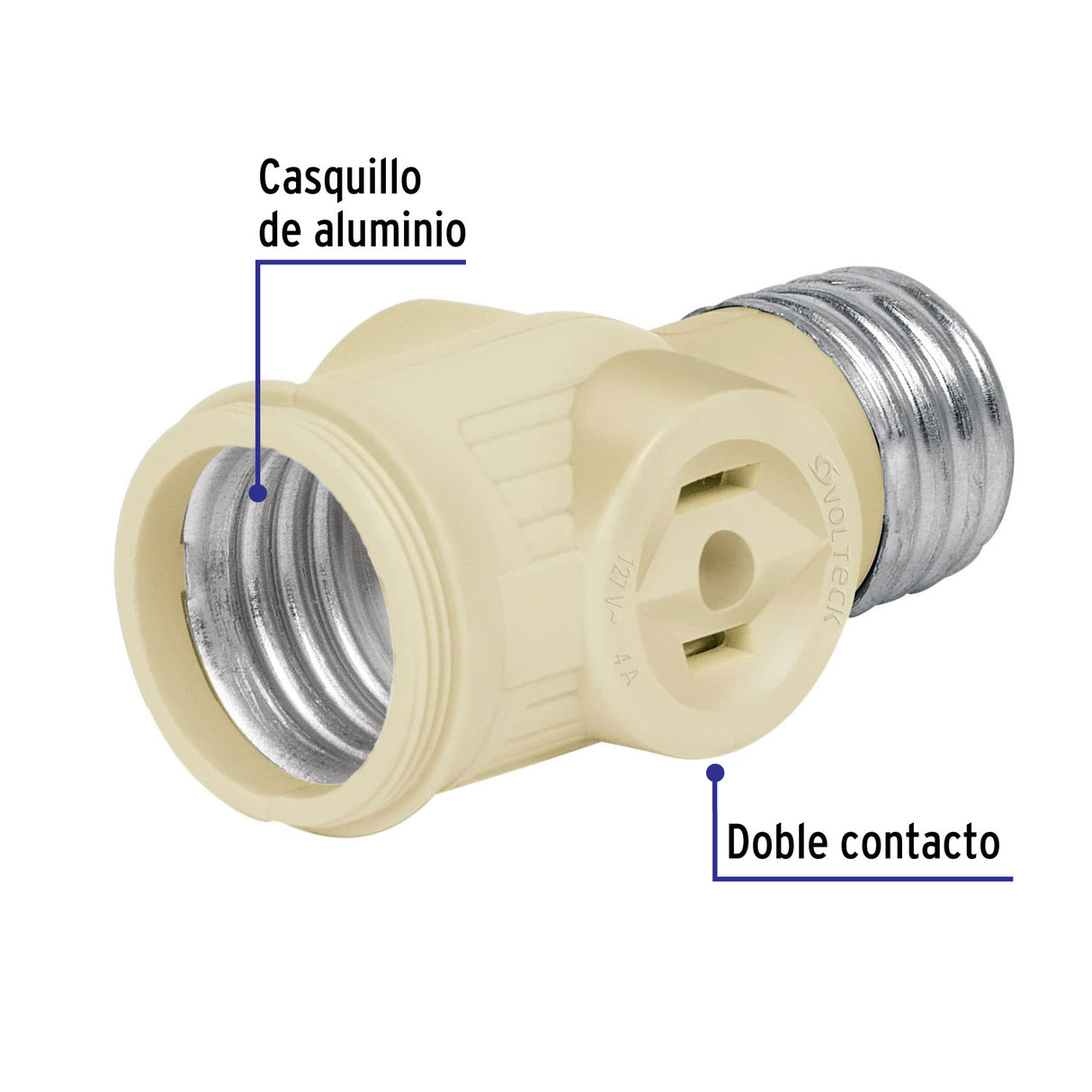 Portalámpara de Baquelita, con Doble Contacto, Volteck