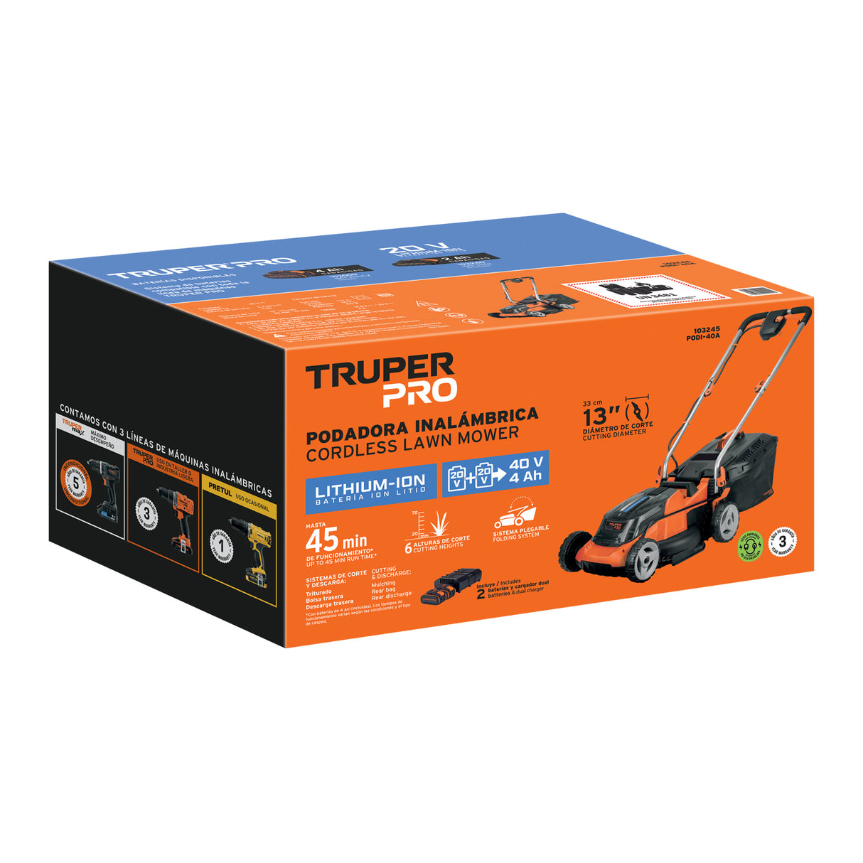 Podadora Inalámbrica 40 V, 2 Baterías 4 Ah, 1 Carg.Dual, Pro