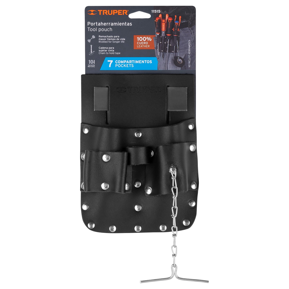 Porta Herramientas de Cuero con 7 Compartimentos, Truper