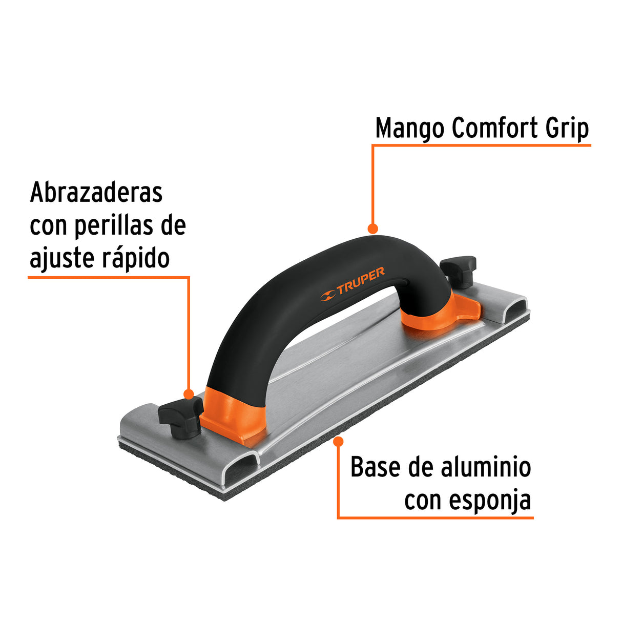 Lijadora Manual Base de Aluminio 8 X 24 cm, Truper