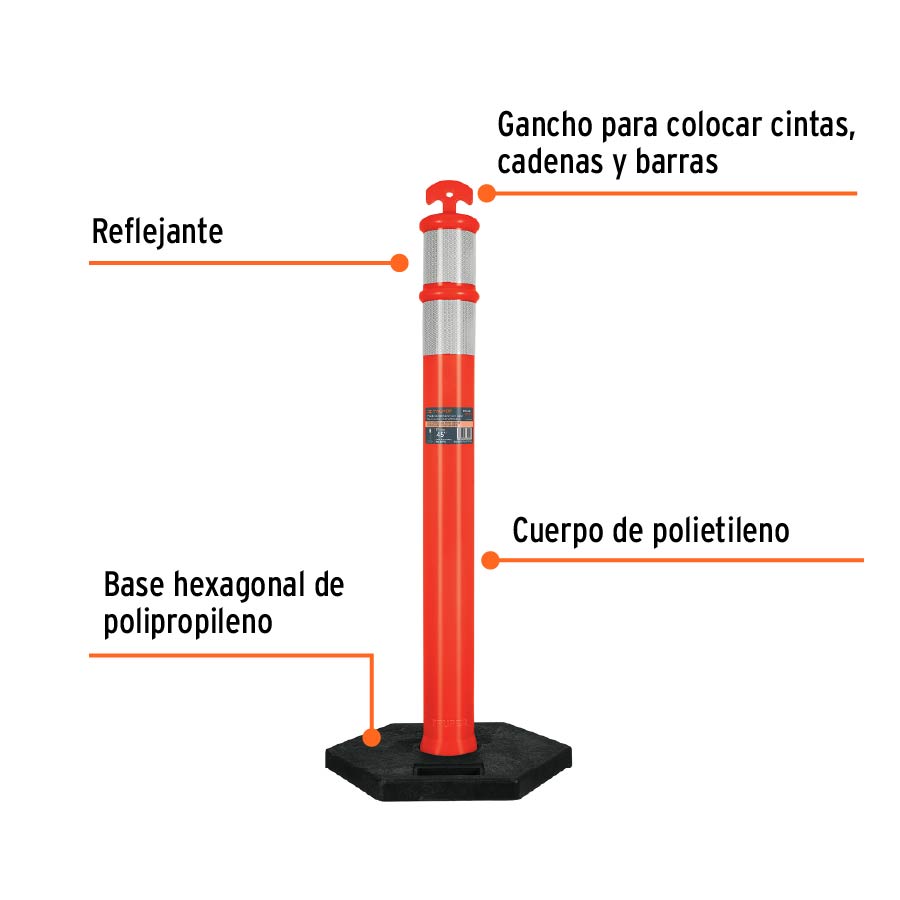 Poste Delimitador de 115 cm de Alto con Base y Reflejante