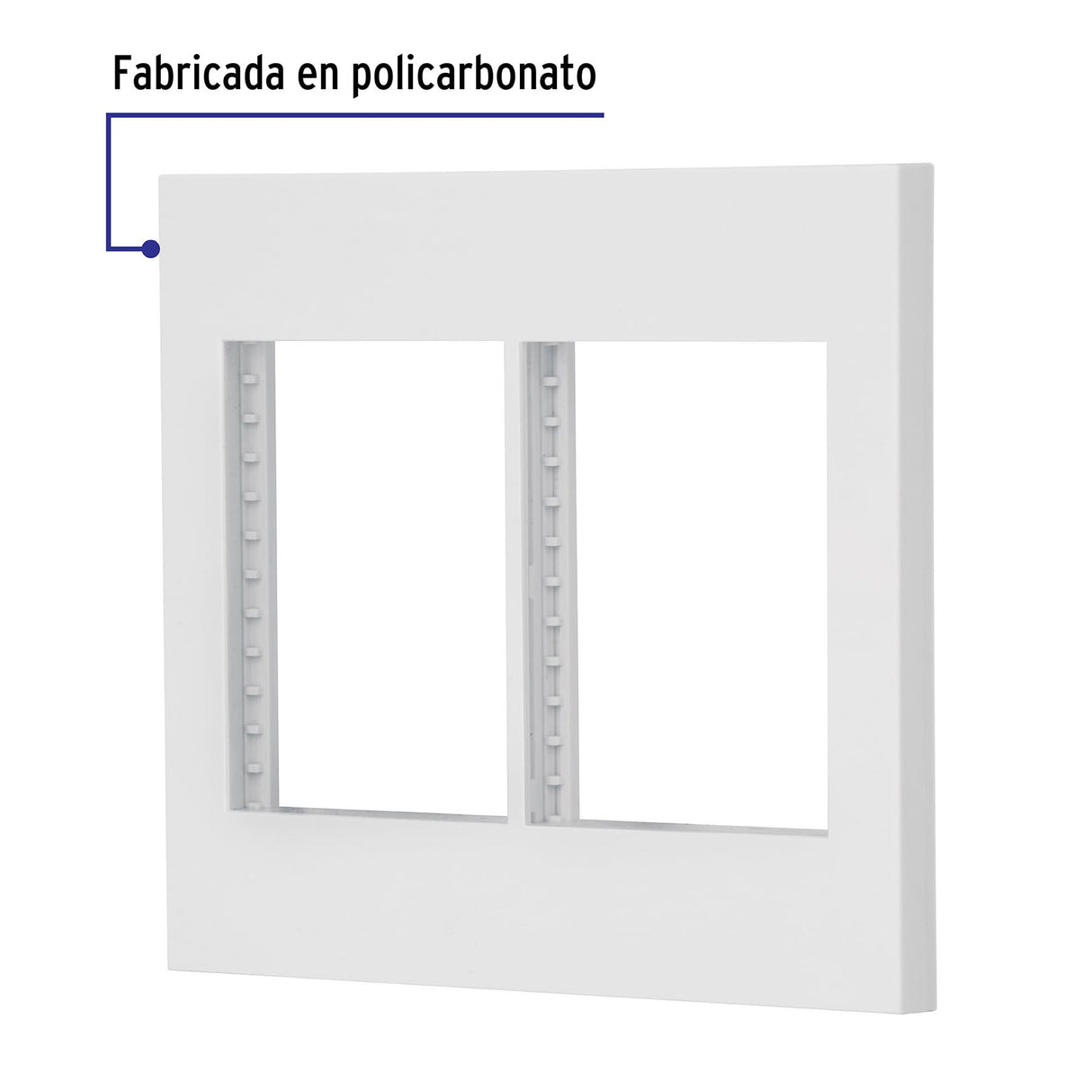 Placa 2 Ventanas, 6 Módulos, Línea Española, Color Blanco