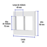 Placa 2 Ventanas, 6 Módulos, Línea Española, Color Blanco