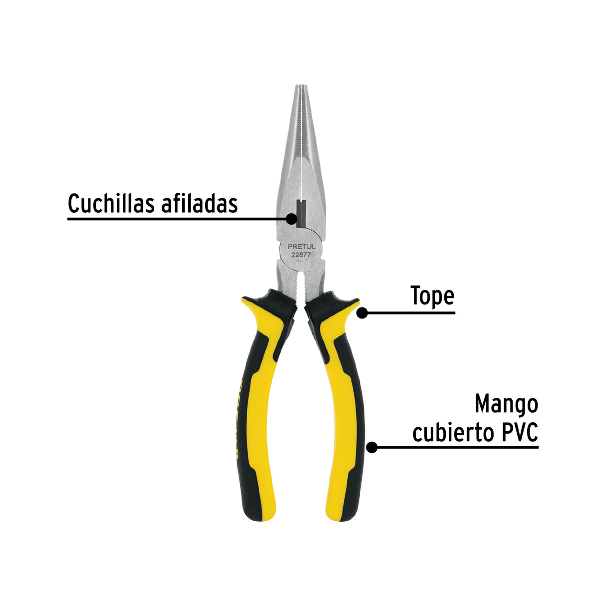 Pinza de Punta y Corte 7' Mango Comfort Grip, Pretul