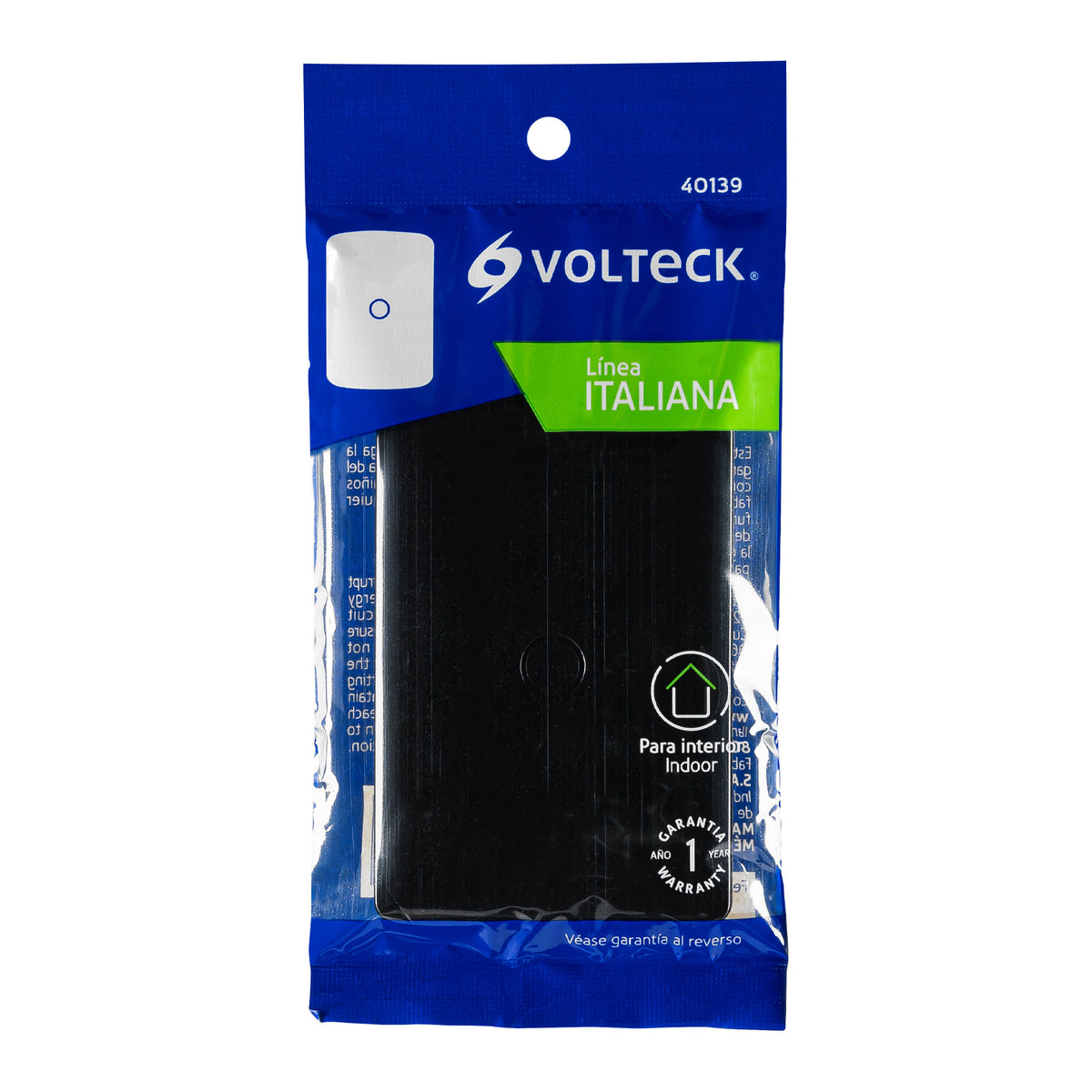 Placa Ciega, Italiana, Color Negro, Volteck