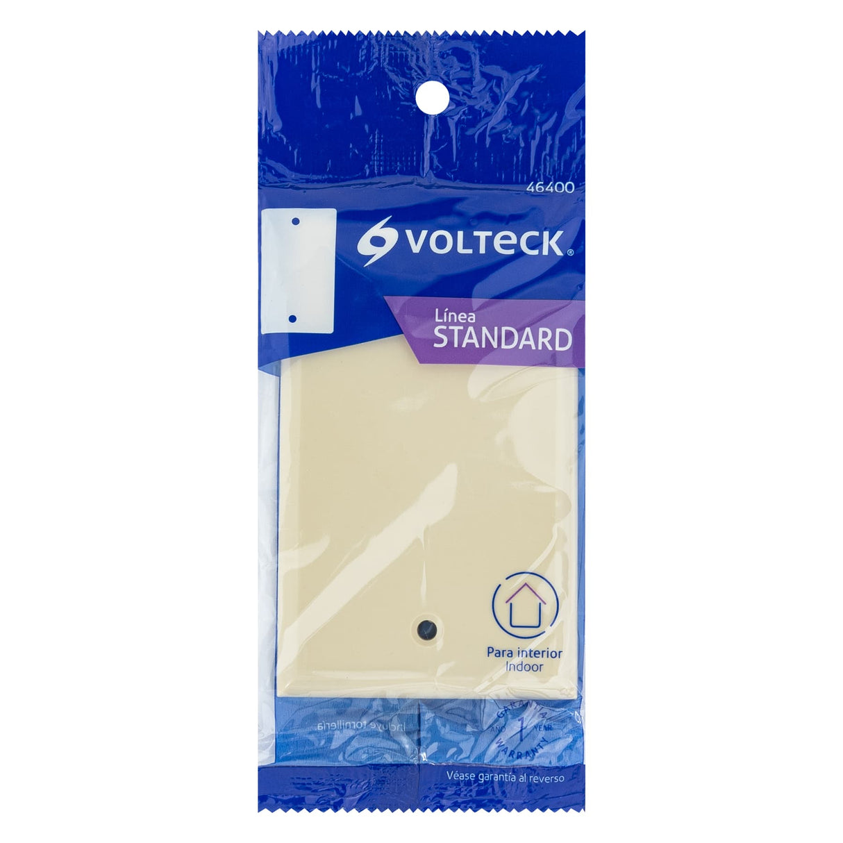 Placa de ABS Ciega, Standard, Marfil, Volteck
