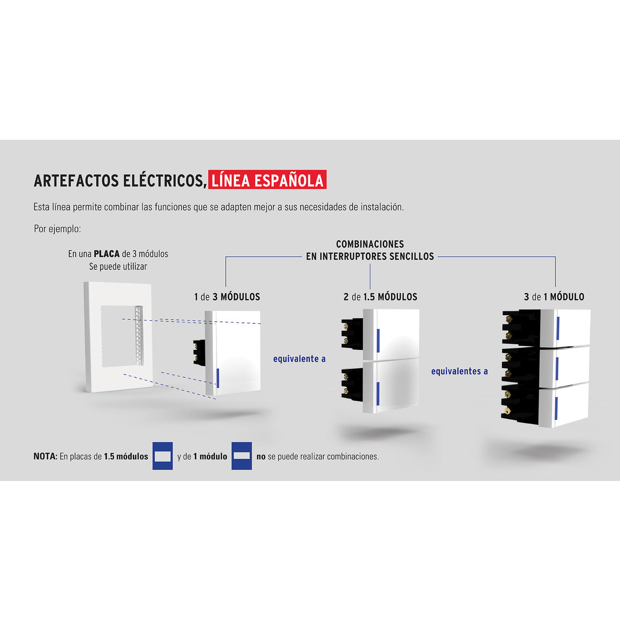 Placa 2 Ventanas, 1 Módulo, Línea Española, Color Blanco