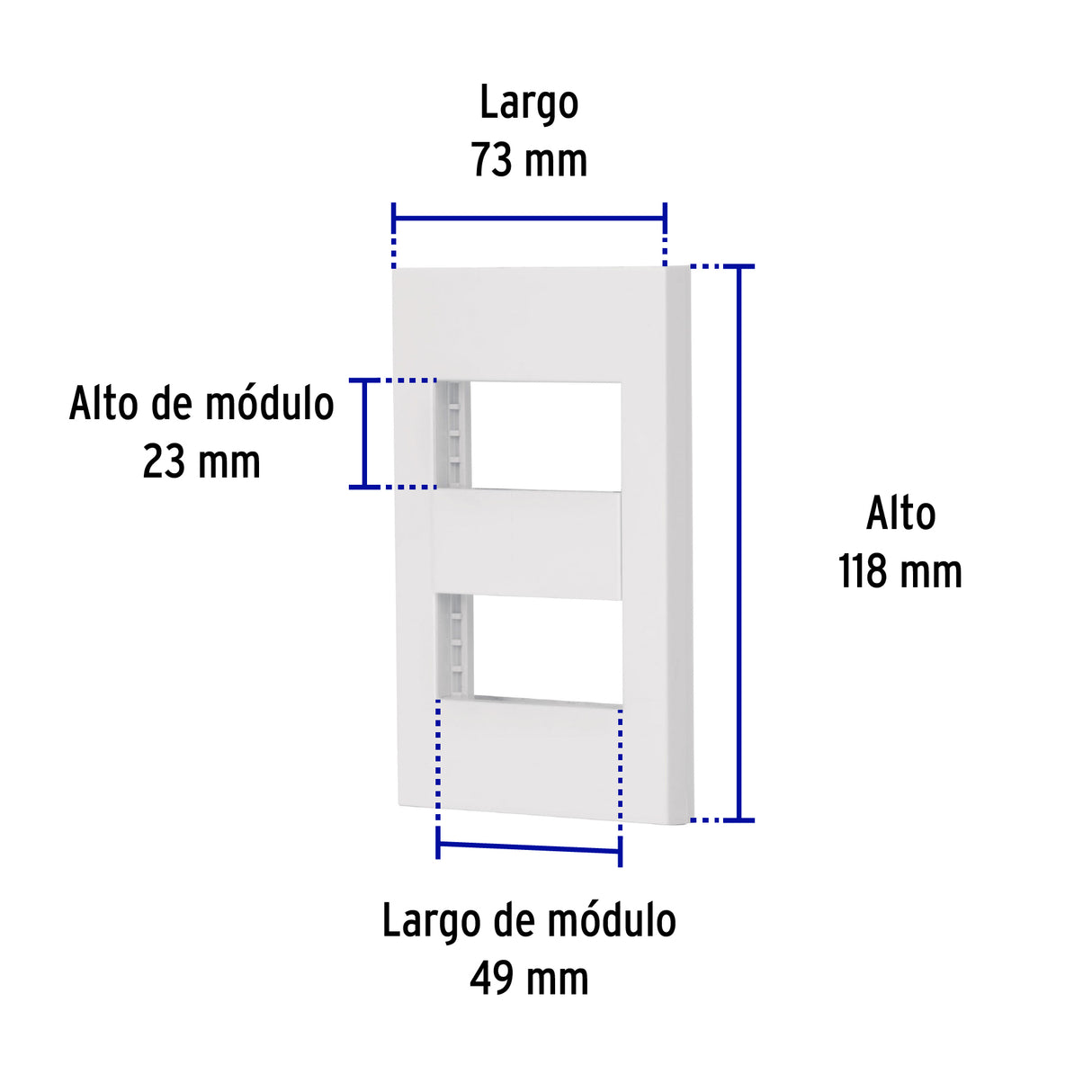 Placa 2 Ventanas, 1 Módulo, Línea Española, Color Blanco