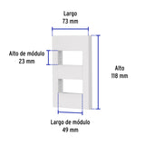 Placa 2 Ventanas, 1 Módulo, Línea Española, Color Blanco