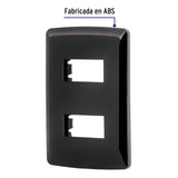 Placa de 2 Módulos, Negra, Línea Italiana, Volteck
