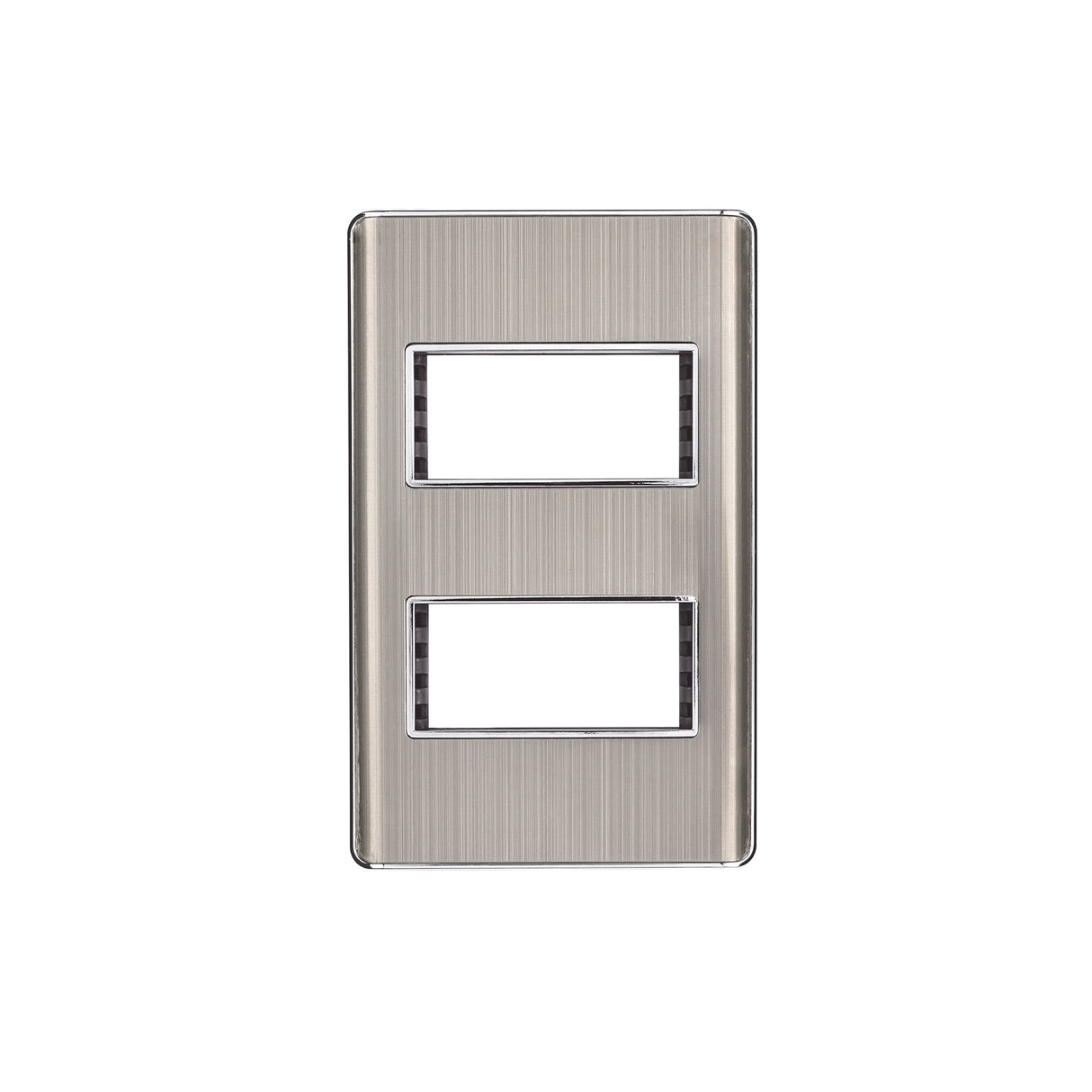 Placa de acero inox con 2 ventanas 1 módulo, línea Lisboa