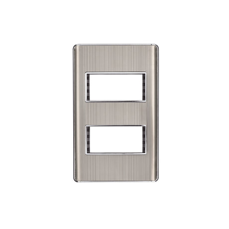 Placa de acero inox con 2 ventanas 1 módulo, línea Lisboa