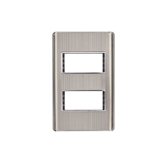 Placa de acero inox con 2 ventanas 1 módulo, línea Lisboa