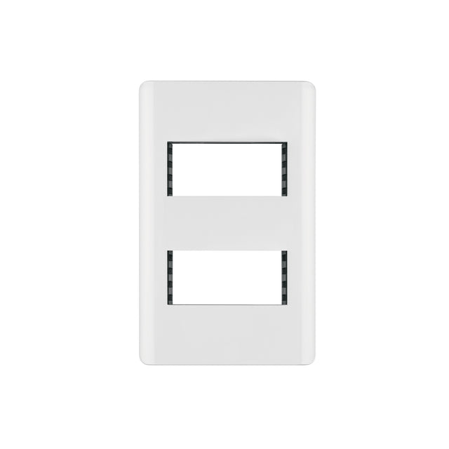 Placa blanca de 2 ventanas 1 módulo, línea Lisboa, Volteck