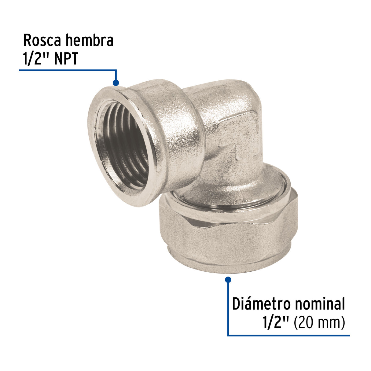 Codo 90° para Pealpe, 1/2', con Rosca Hembra, Foset