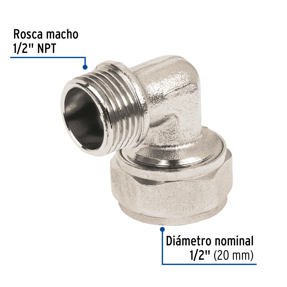 Codo 90° para Pealpe, 1/2', con Rosca Macho, Foset