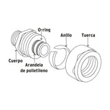 Conector para Pealpe, 1/2', con Rosca Hembra, Foset