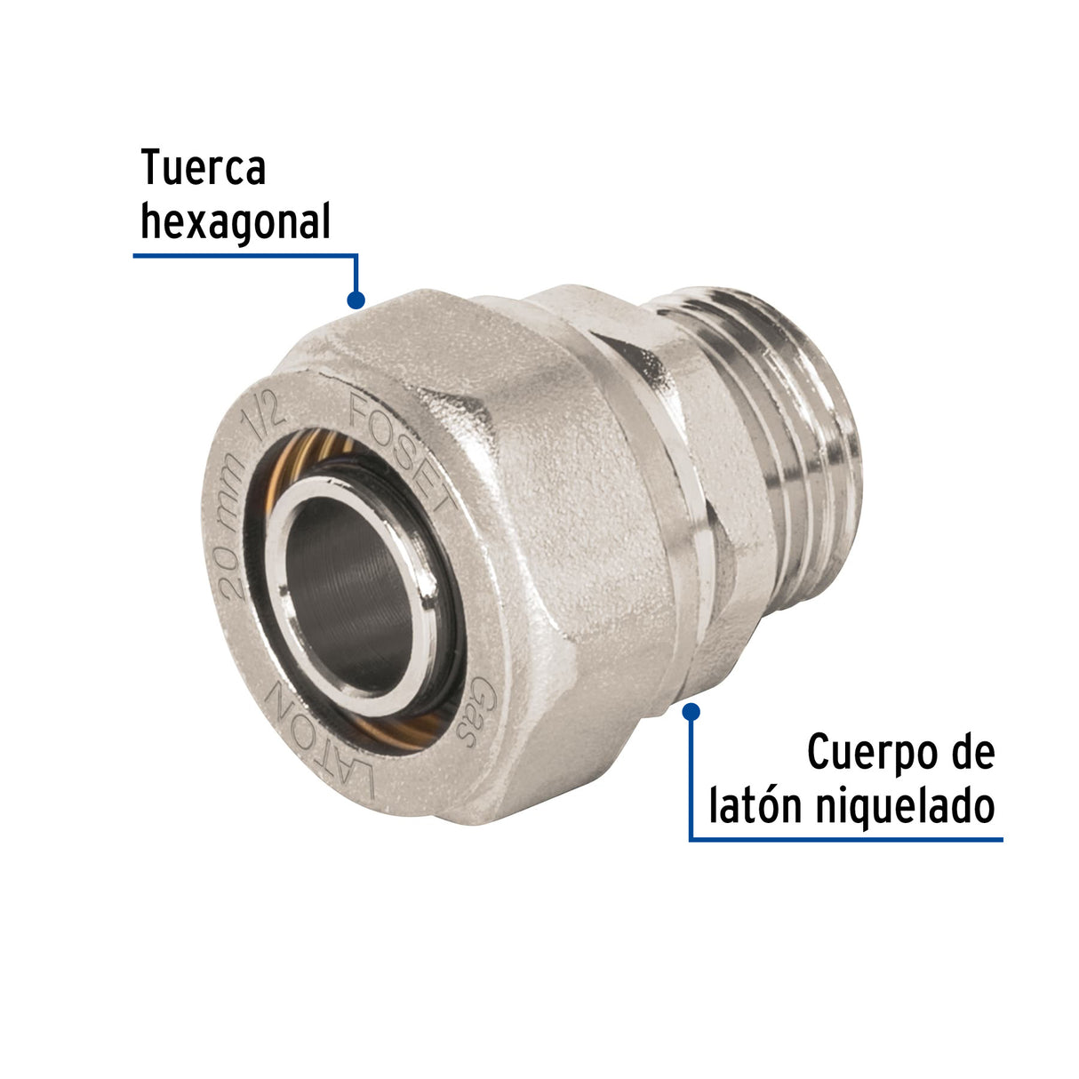 Conector para Pealpe, 1/2', con Rosca Macho, Foset