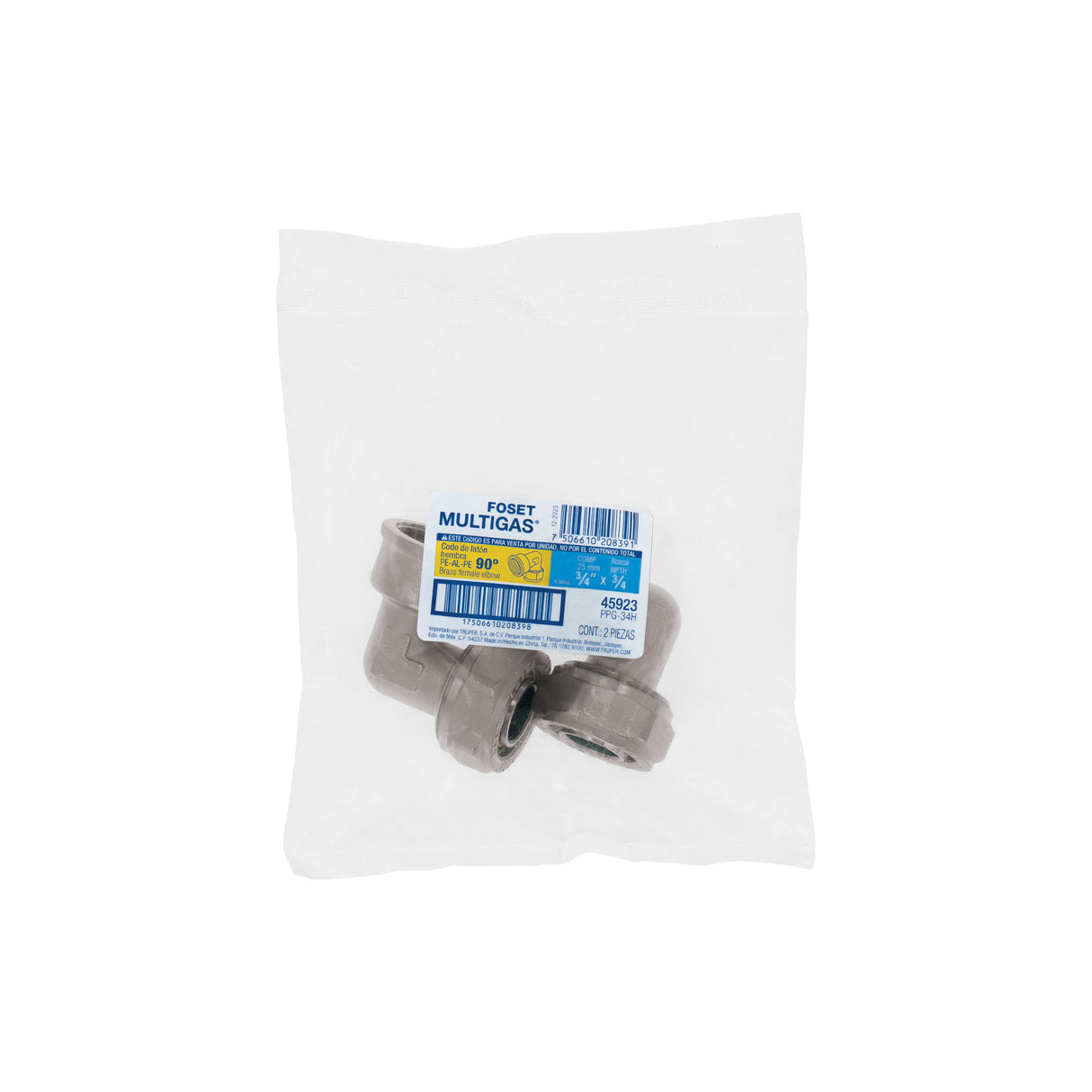 Codo 90° para Pealpe, 3/4', con Rosca Hembra, Foset
