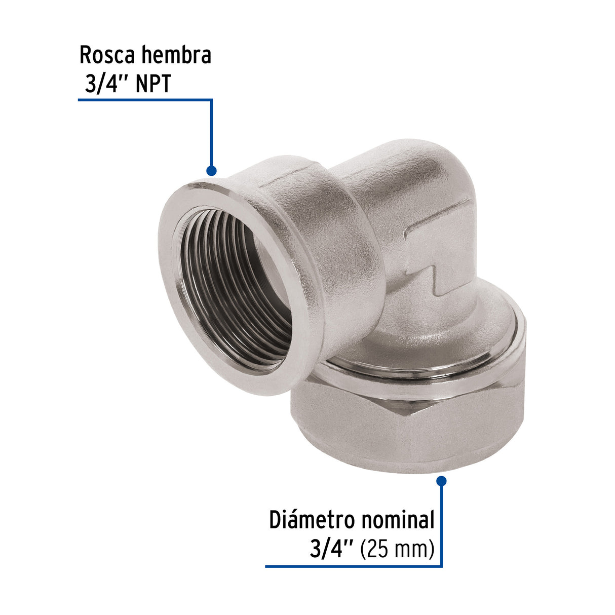 Codo 90° para Pealpe, 3/4', con Rosca Hembra, Foset