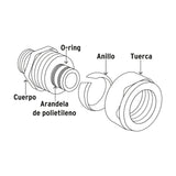 Conector para Pealpe, 3/4', con Rosca Hembra, Foset