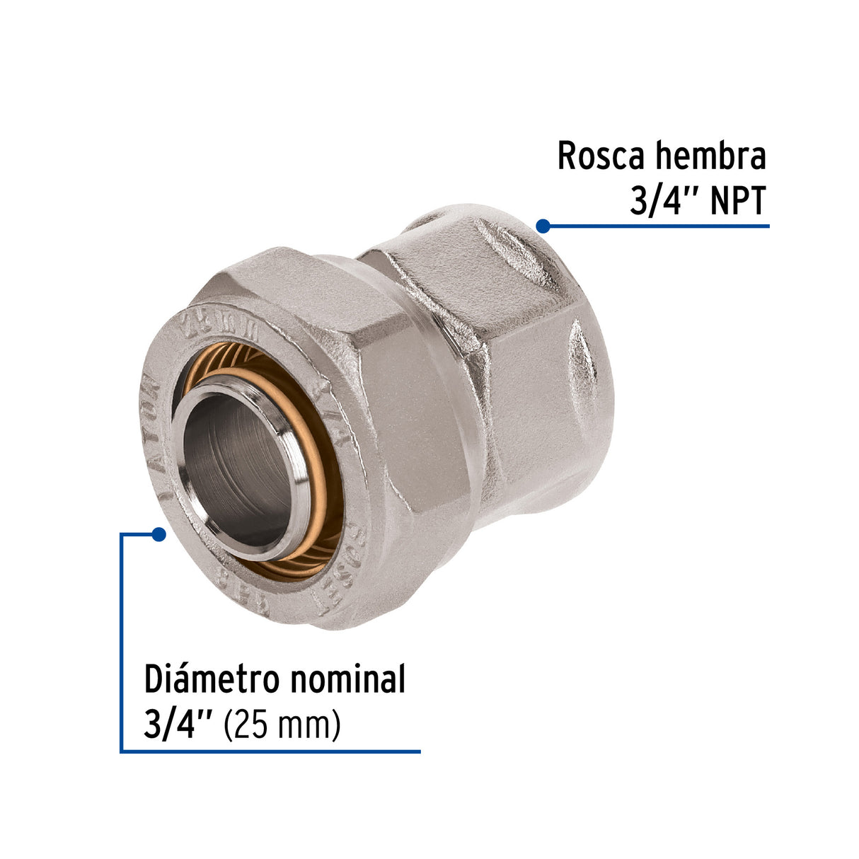 Conector para Pealpe, 3/4', con Rosca Hembra, Foset
