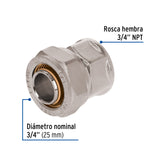 Conector para Pealpe, 3/4', con Rosca Hembra, Foset