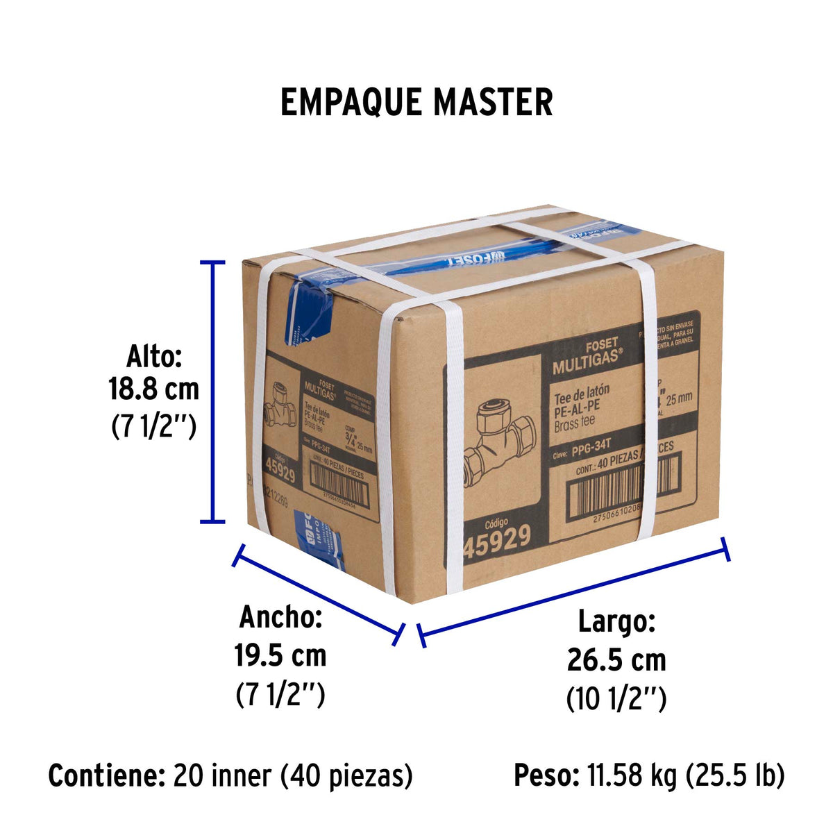 Tee para Pealpe, 3/4', Foset