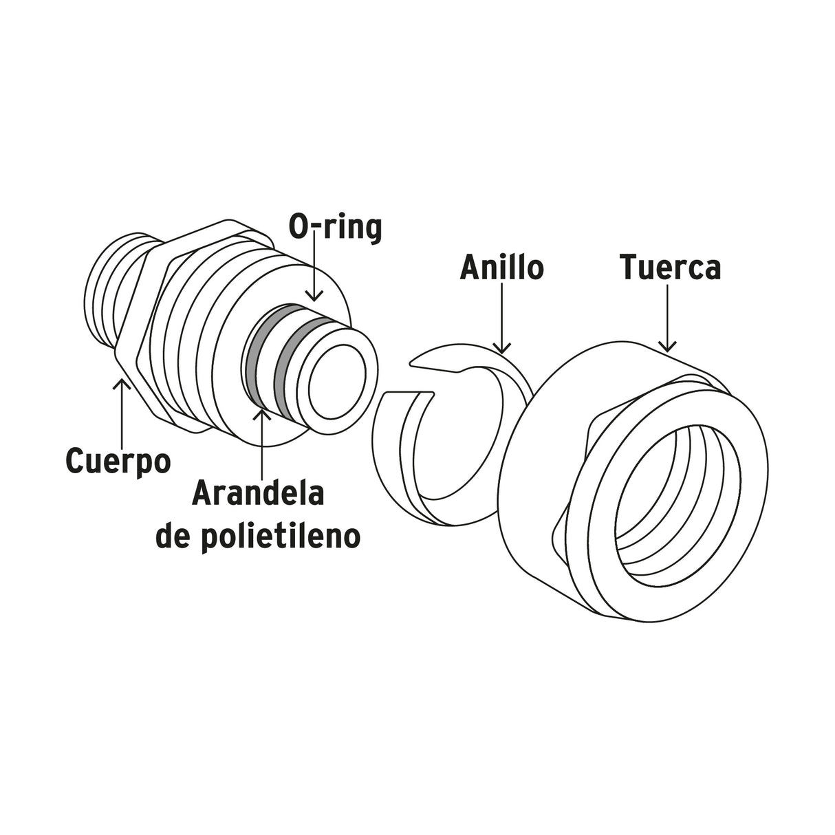 Conector para Pealpe, 3/8', con Rosca Macho, Foset