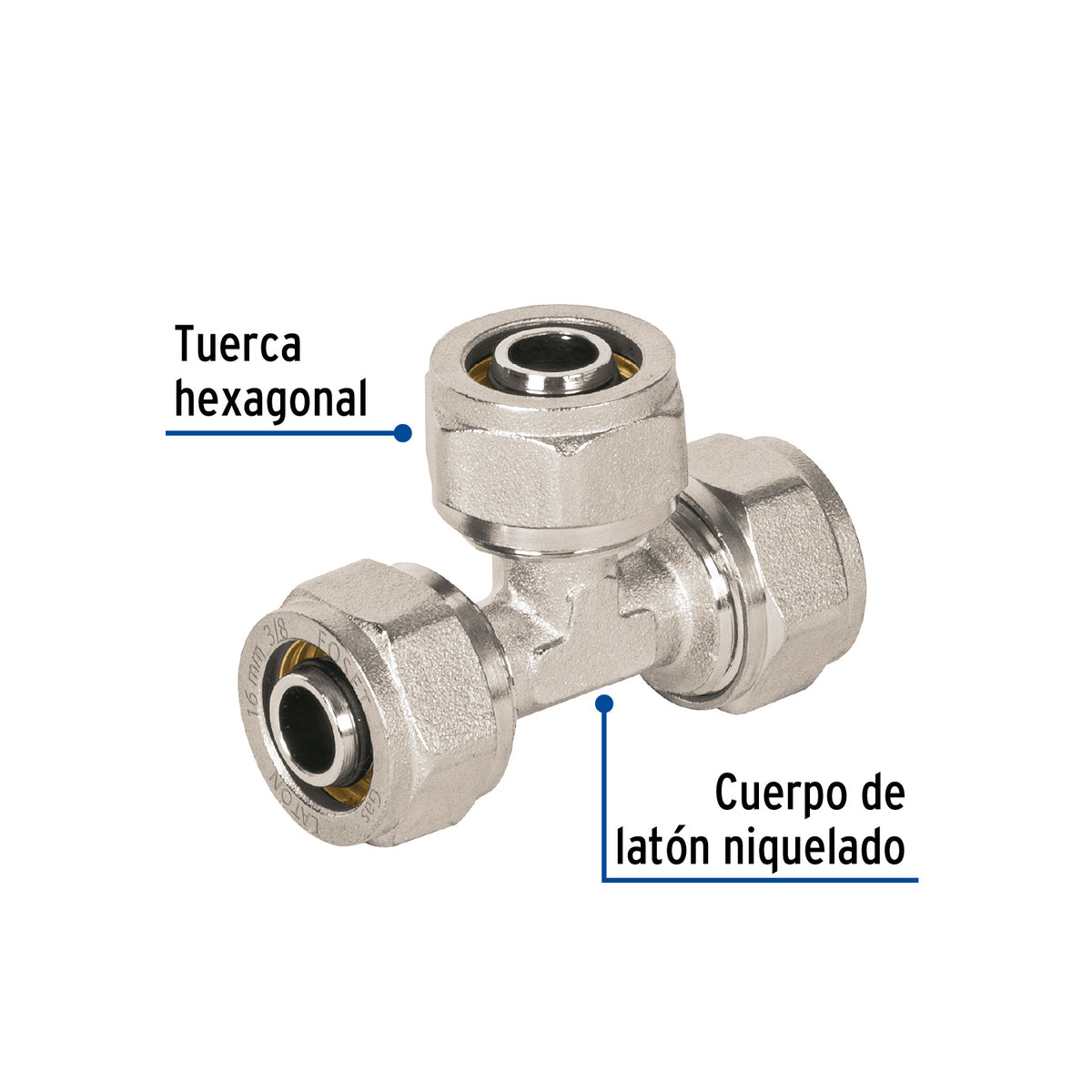 Tee para Pealpe, 3/8', Foset