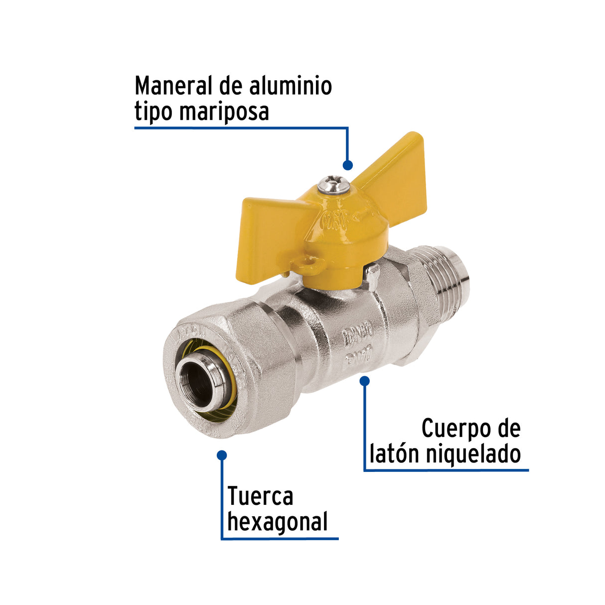 Válvula Esfera para Pe-al-pe, 3/8'a Flare 3/8', Foset