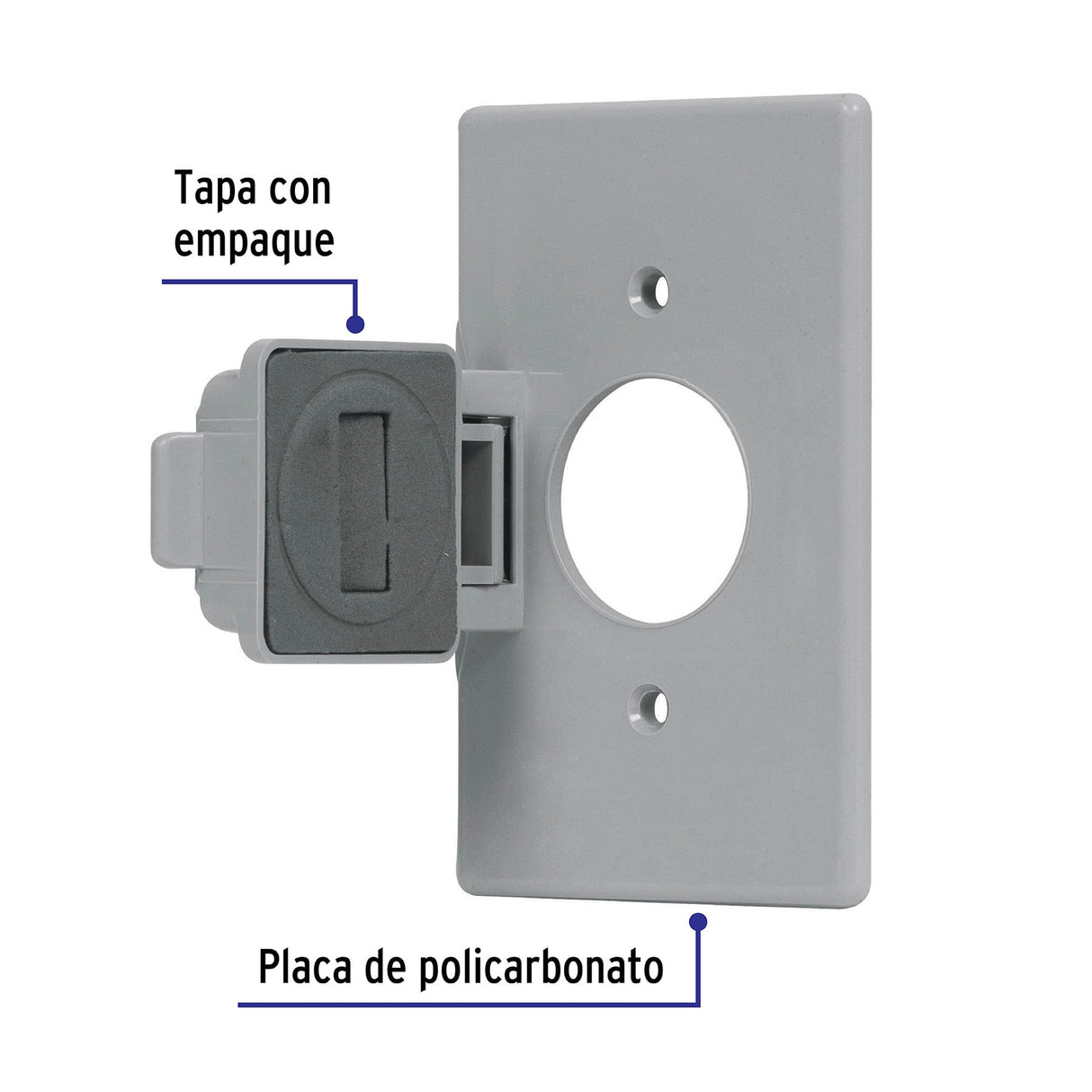 Placa Contacto Redondo, Policarbonato, P/Intemperie, Standard