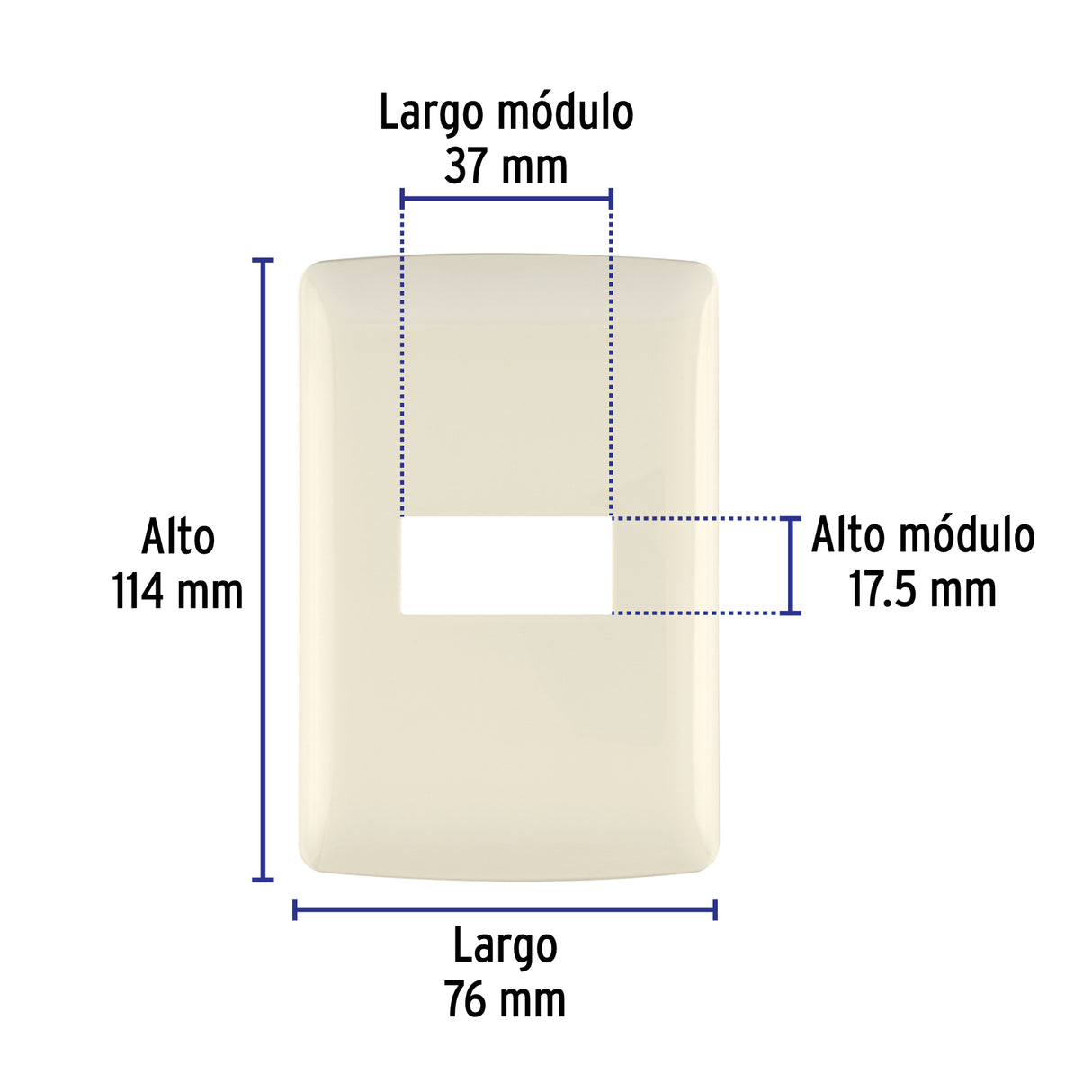 Placa 1 Módulo de ABS, Línea Italiana, Color Marfil, Volteck