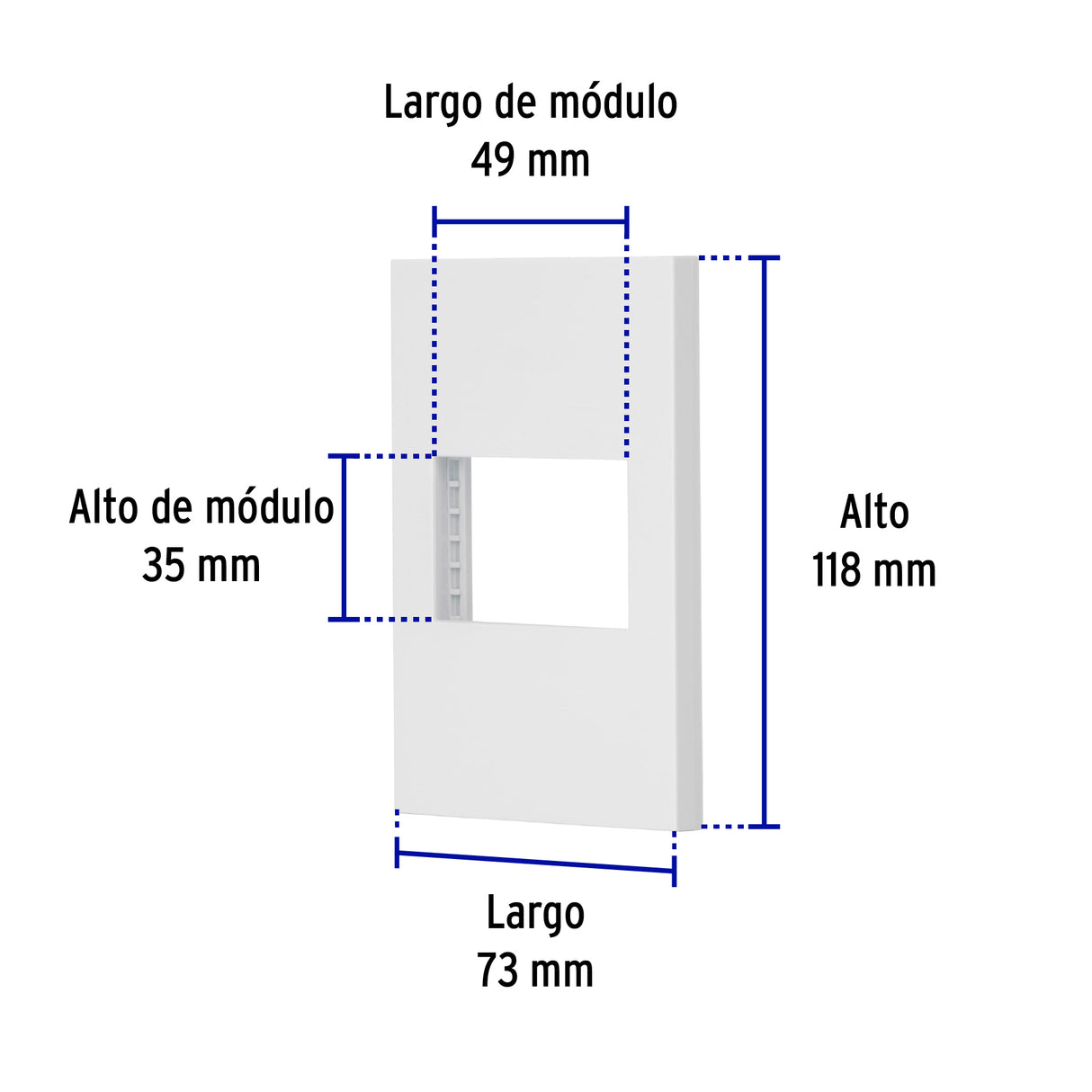 Placa 1 Ventana, 1.5 Módulos, Línea Española, Color Blanco