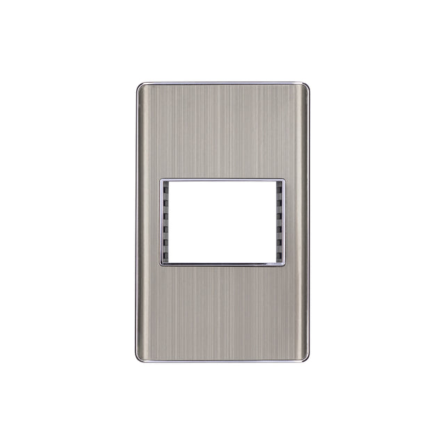 Placa de acero inox con 1 ventana 1.5 módulos, línea Lisboa