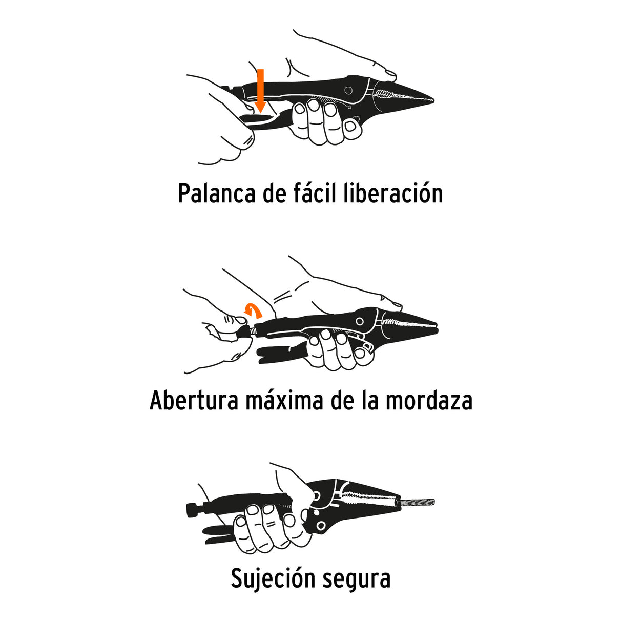 Pinza de Presión 4', Punta Larga, Truper
