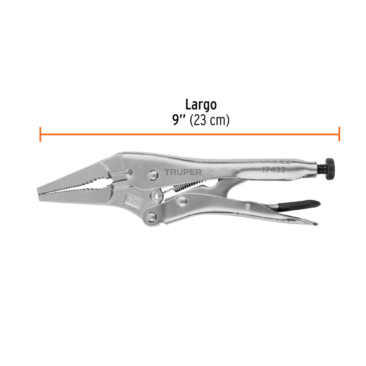 Pinza de Presión 9', Punta Larga, Truper