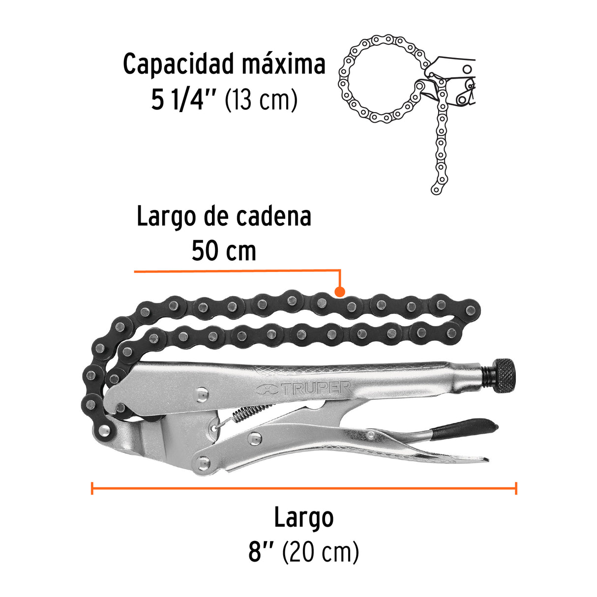 Pinza de Presión 8' de Cadena, Truper