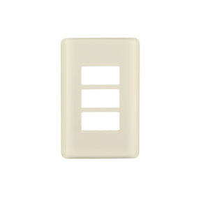 Placa 3 módulos, marfil, línea Volteck Basic