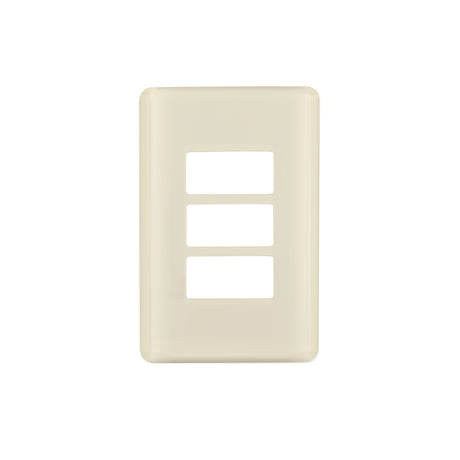 Placa 3 módulos, marfil, línea Volteck Basic