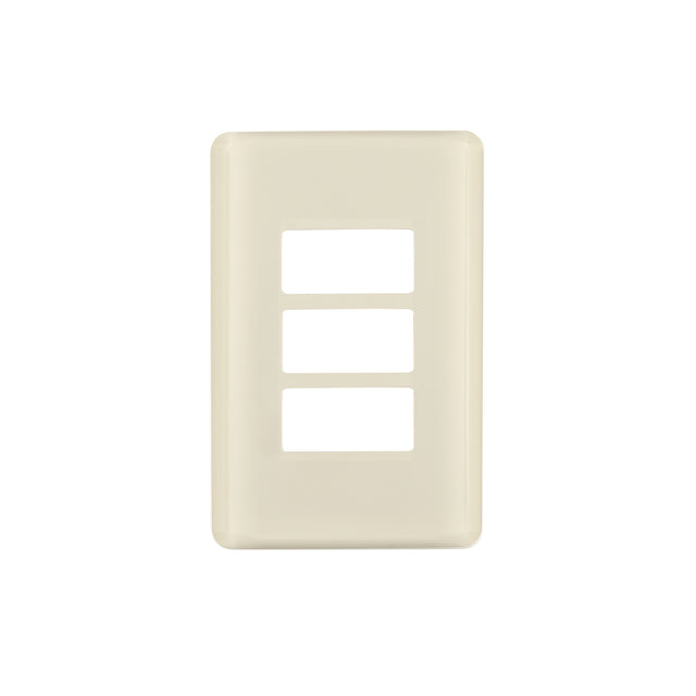 Placa 3 módulos, marfil, línea Volteck Basic