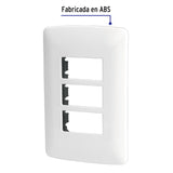 Placa de 3 Módulos, Blanca, Línea Italiana, Volteck